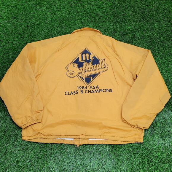 Vintage 1984 Champion Lite Softball Coach Jacket 2XL 28x28 Yellow - Picture 2 of 13